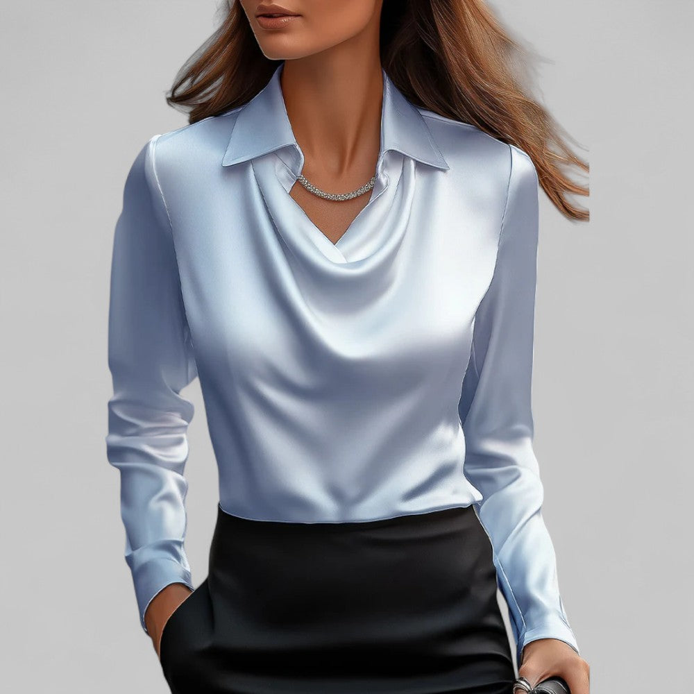 Adeline | Women's Long Sleeve Draped Neck Blouse