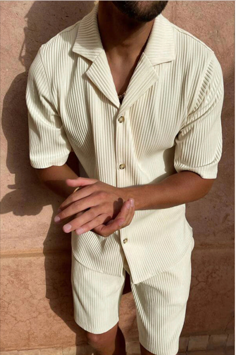 Aiden | Men's Button-Down Short Sleeve Shirt and Drawstring Shorts Set