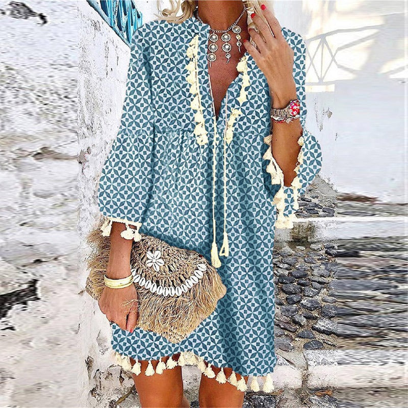 Aimee | Women's V-Neck Boho Mini Dress