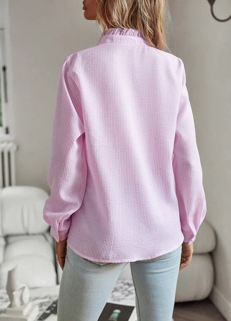 Ann | Women's Ruffle Long Sleeve Button Down Blouse