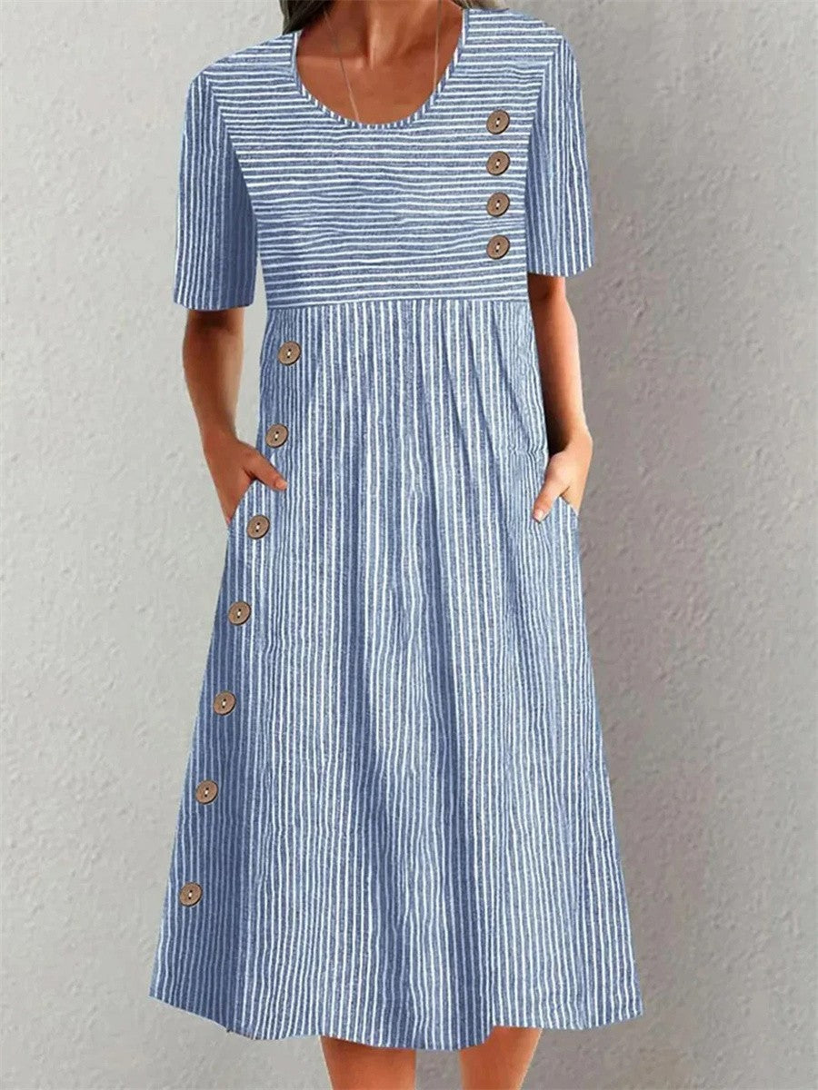Anne | Women's Button-Down A-Line Midi Dress