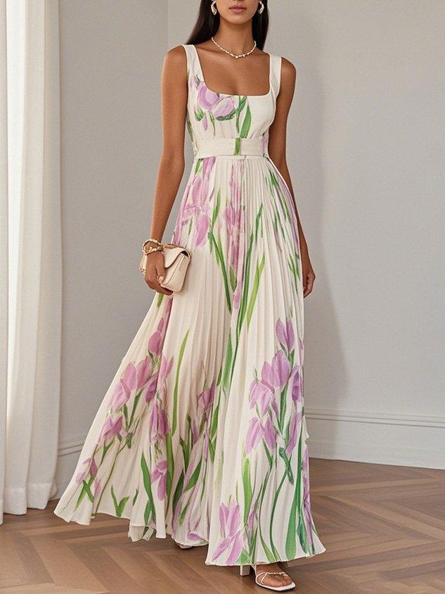 Ariana | Women's Sleeveless Pleated Maxi Dress