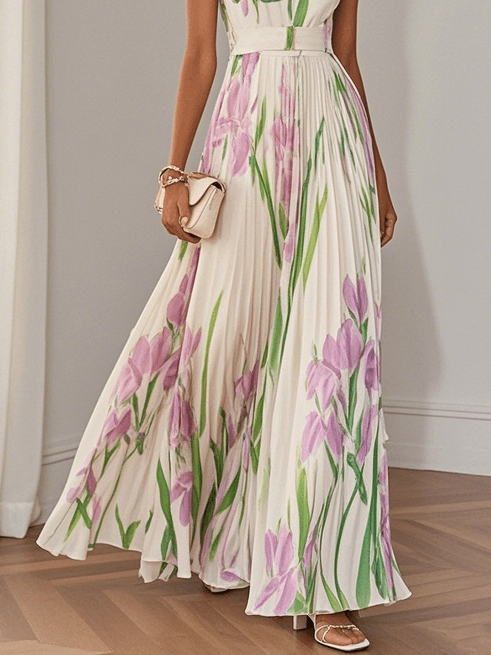 Ariana | Women's Sleeveless Pleated Maxi Dress