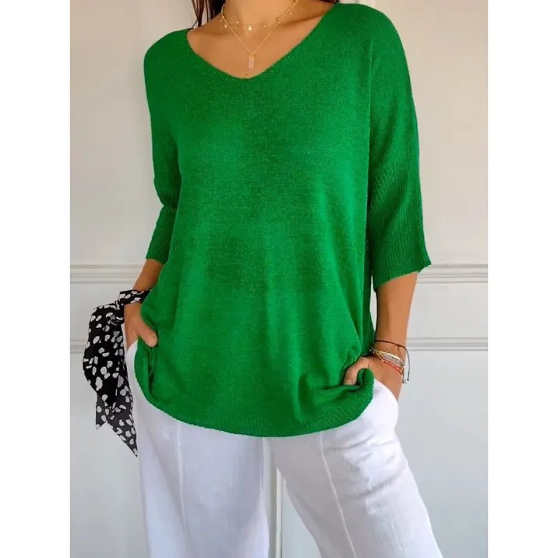Ashley | Women's Oversized Knit V-Neck Top
