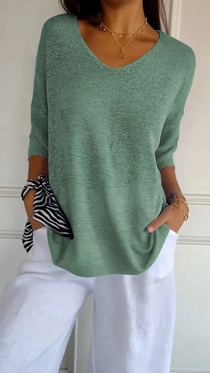 Ashley | Women's Oversized Knit V-Neck Top