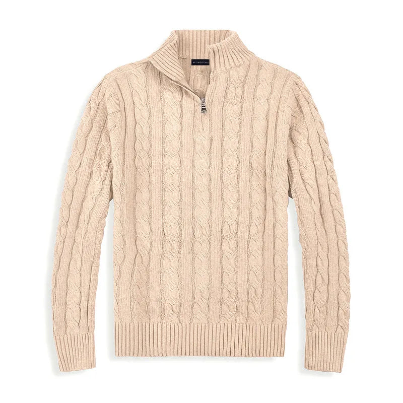 Brad | Men's Quarter-Zip Cable Knit Sweater
