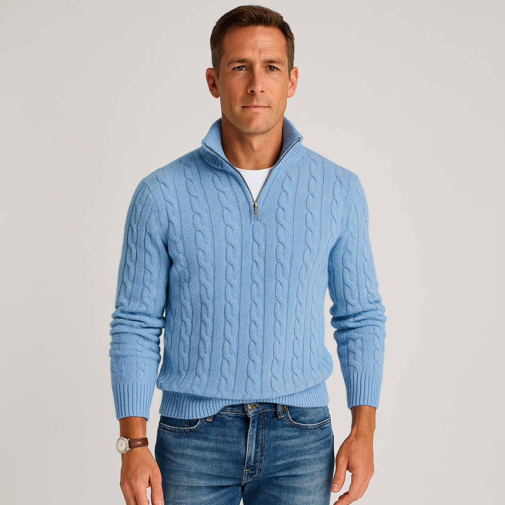 Brad | Men's Quarter-Zip Cable Knit Sweater
