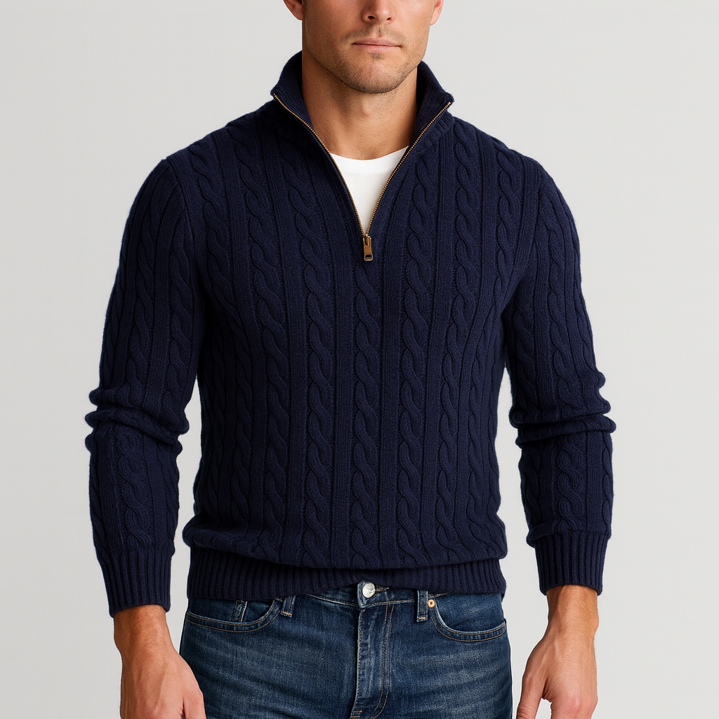 Brad | Men's Quarter-Zip Cable Knit Sweater