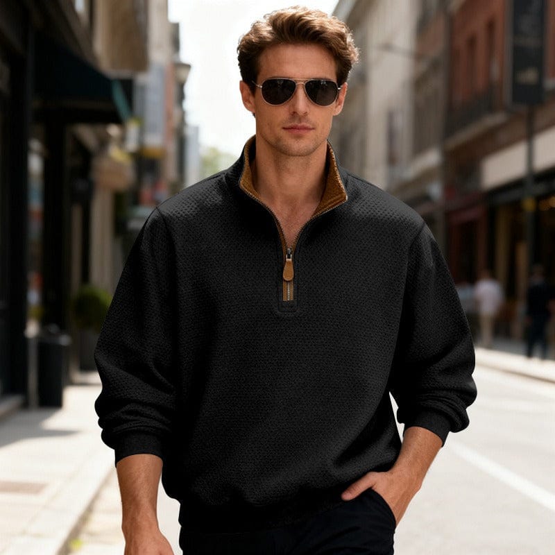 Caleb | Men's Quarter-Zip Textured Pullover Sweater