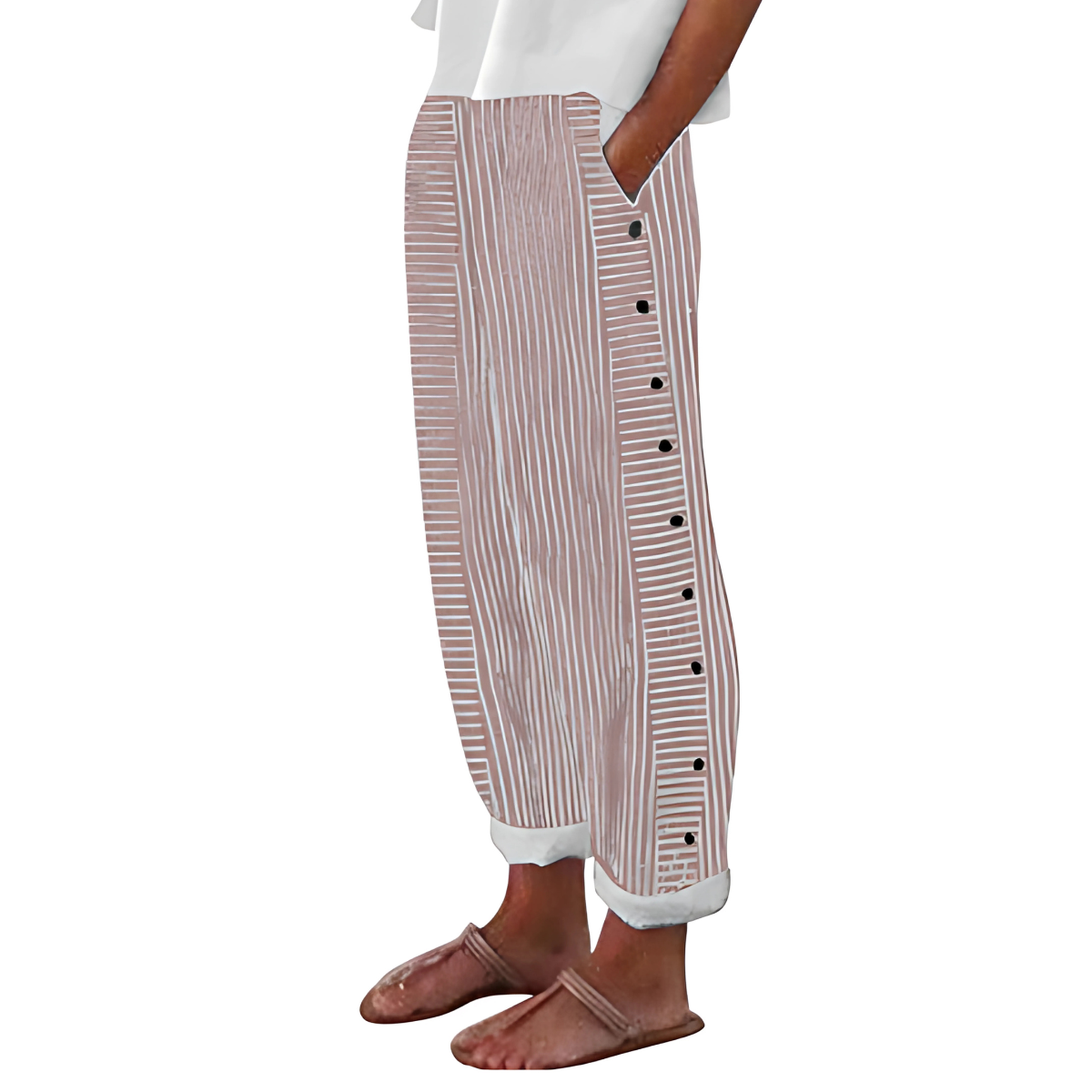 Charlene | Women's High-Waisted Striped Wide Leg Pants