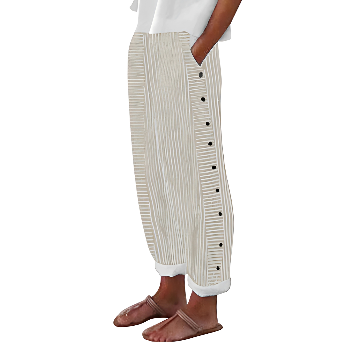 Charlene | Women's High-Waisted Striped Wide Leg Pants