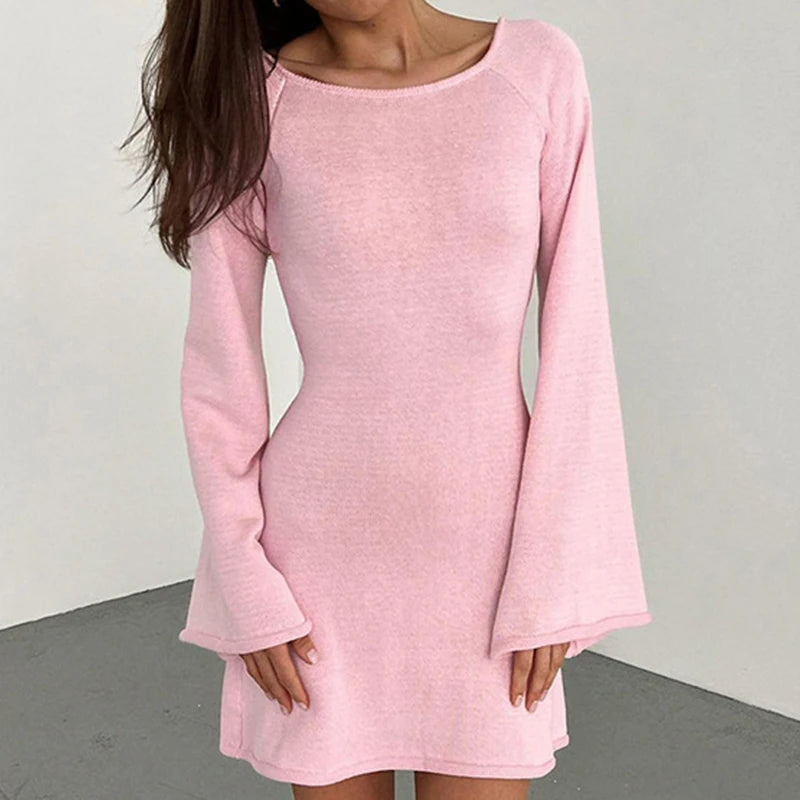 Chelsea | Women's Long Sleeve Backless Mini Dress
