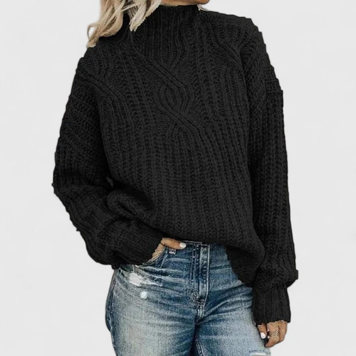 Cheryl | Women's Cable Knit Long Sleeve Turtleneck Sweater