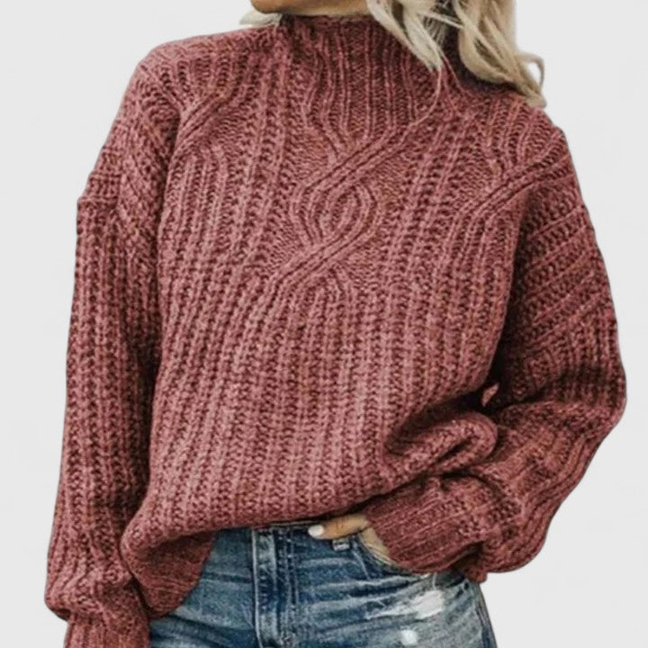 Cheryl | Women's Cable Knit Long Sleeve Turtleneck Sweater