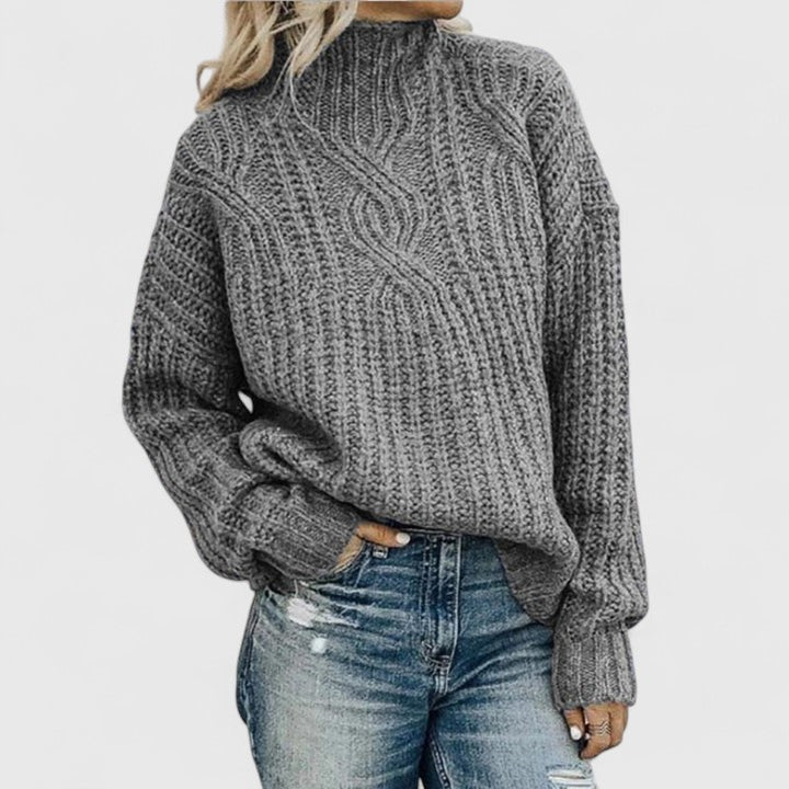Cheryl | Women's Cable Knit Long Sleeve Turtleneck Sweater