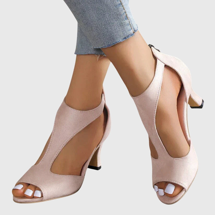 Christina | Women's Peep Toe T-Strap Heeled Shoes