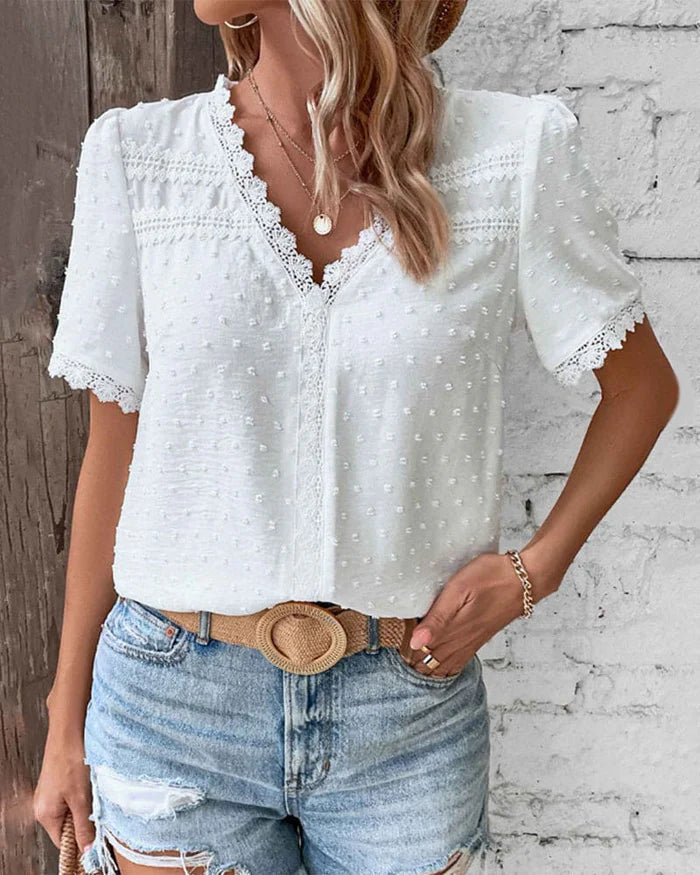 Christy | Women's V-Neck Puff Sleeve Blouse