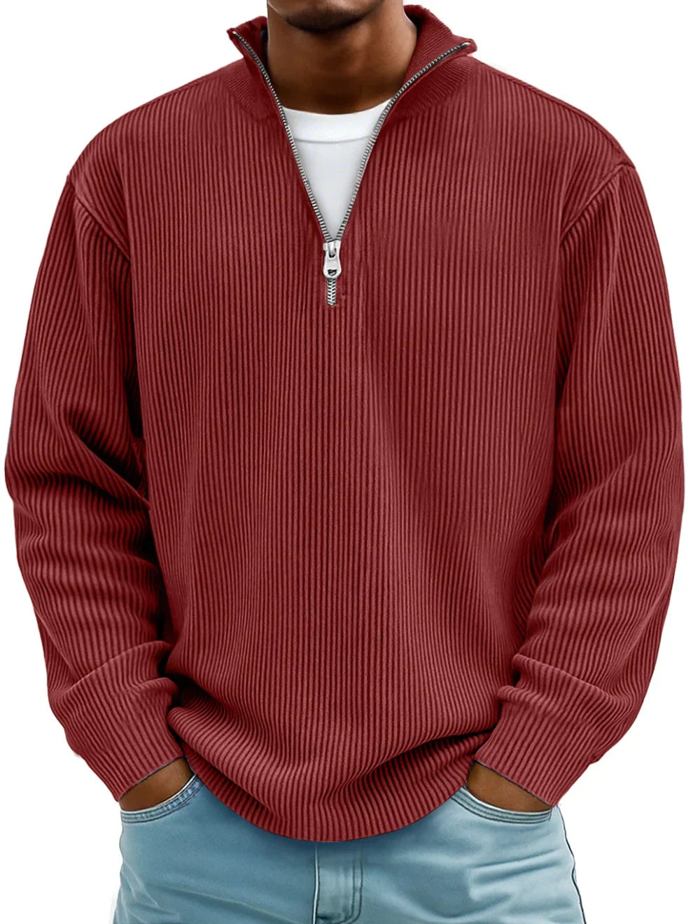 David | Men's Half-Zip Ribbed Sweater