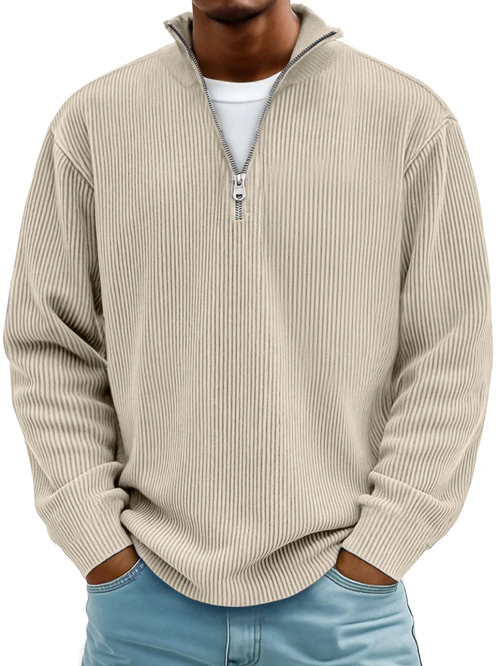 David | Men's Half-Zip Ribbed Sweater
