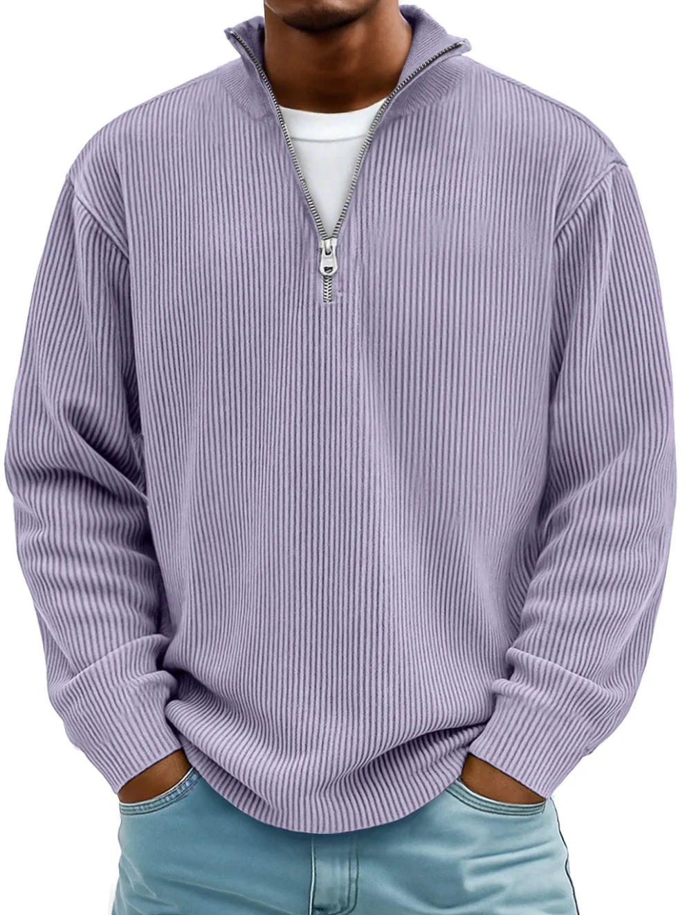 David | Men's Half-Zip Ribbed Sweater