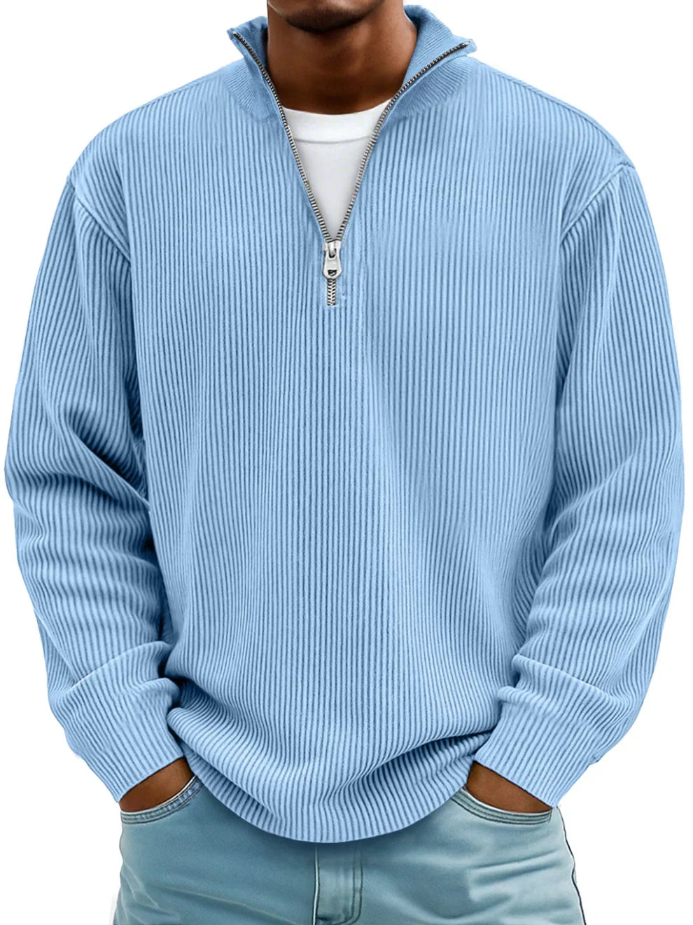 David | Men's Half-Zip Ribbed Sweater
