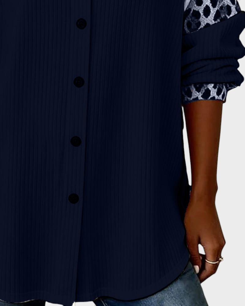 Deanna | Women's Long Sleeve Leopard Print Button-Down Shirt