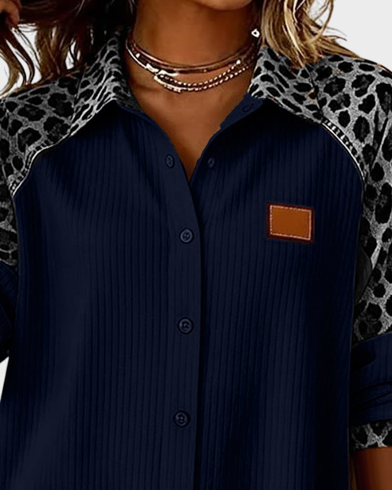 Deanna | Women's Long Sleeve Leopard Print Button-Down Shirt