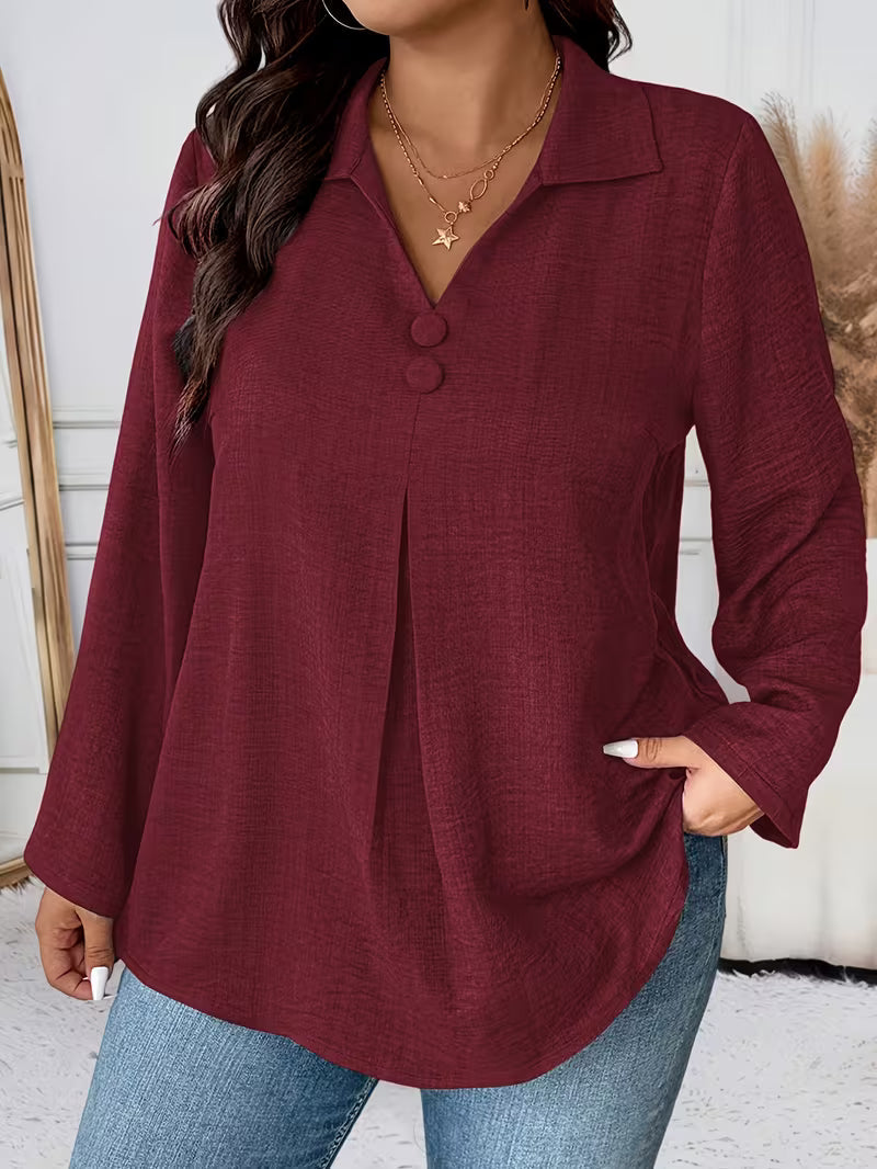 Deborah | Women's Long Sleeve Button Front Blouse