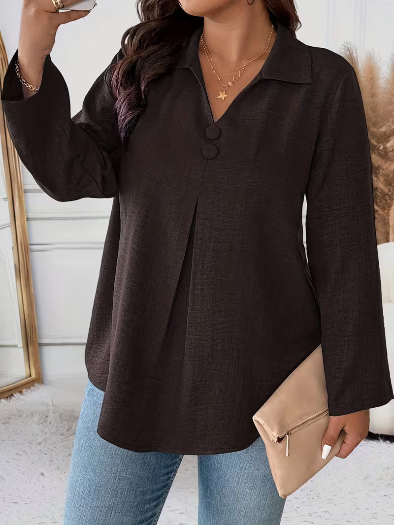Deborah | Women's Long Sleeve Button Front Blouse