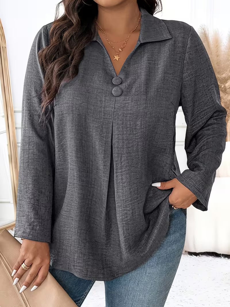 Deborah | Women's Long Sleeve Button Front Blouse