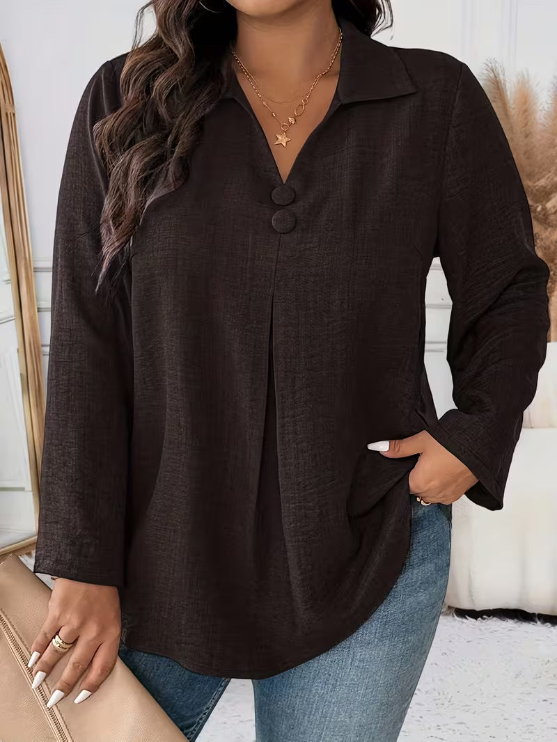 Deborah | Women's Long Sleeve Button Front Blouse