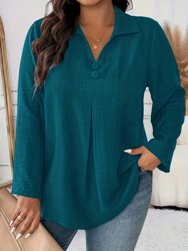 Deborah | Women's Long Sleeve Button Front Blouse
