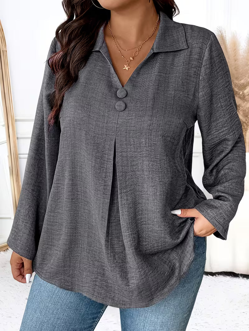 Deborah | Women's Long Sleeve Button Front Blouse