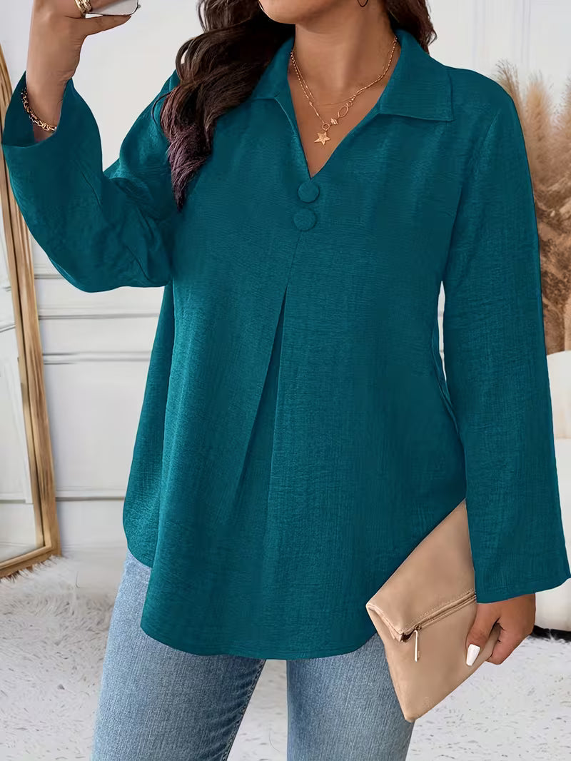Deborah | Women's Long Sleeve Button Front Blouse