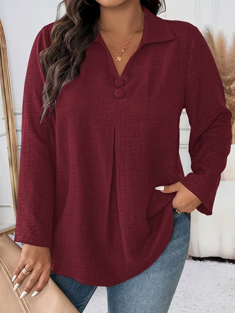 Deborah | Women's Long Sleeve Button Front Blouse