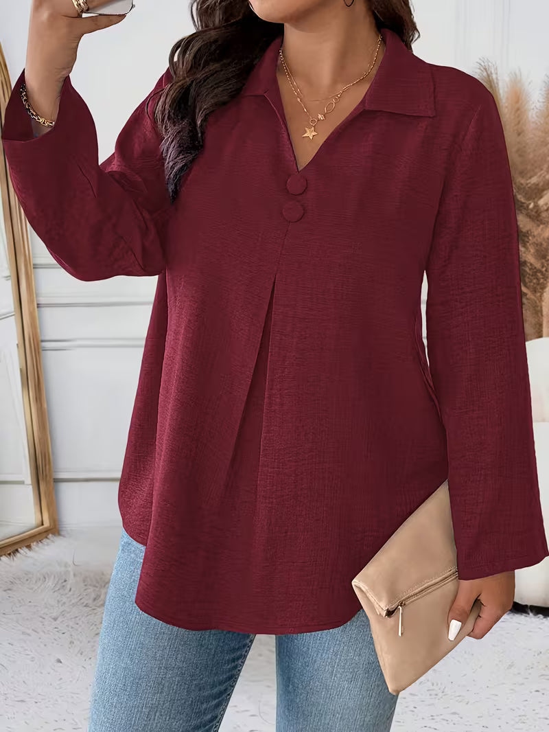 Deborah | Women's Long Sleeve Button Front Blouse