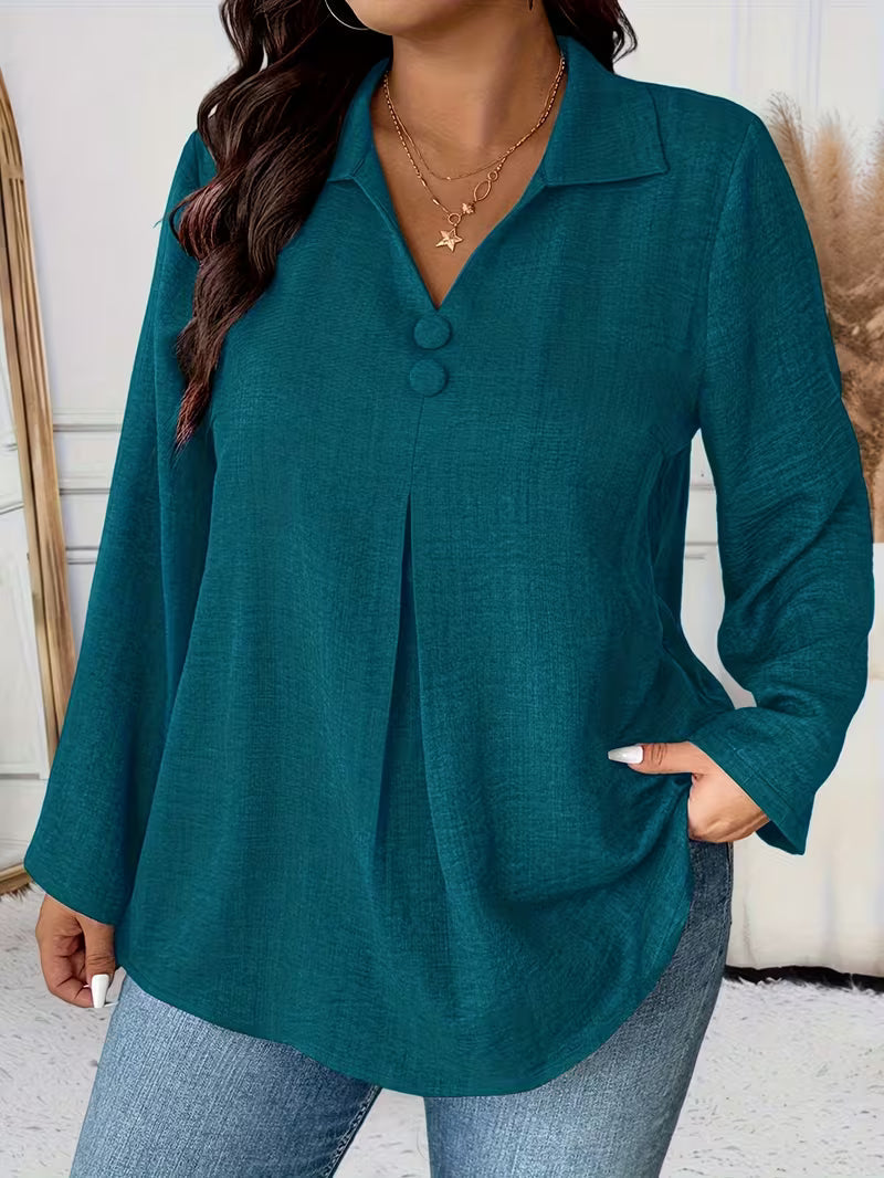 Deborah | Women's Long Sleeve Button Front Blouse