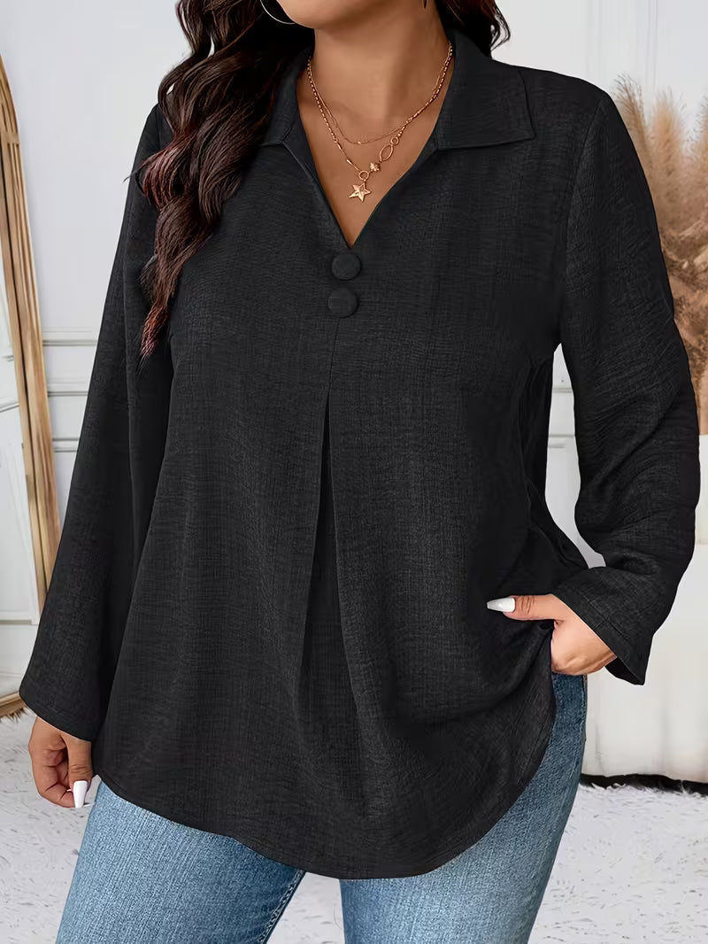 Deborah | Women's Long Sleeve Button Front Blouse