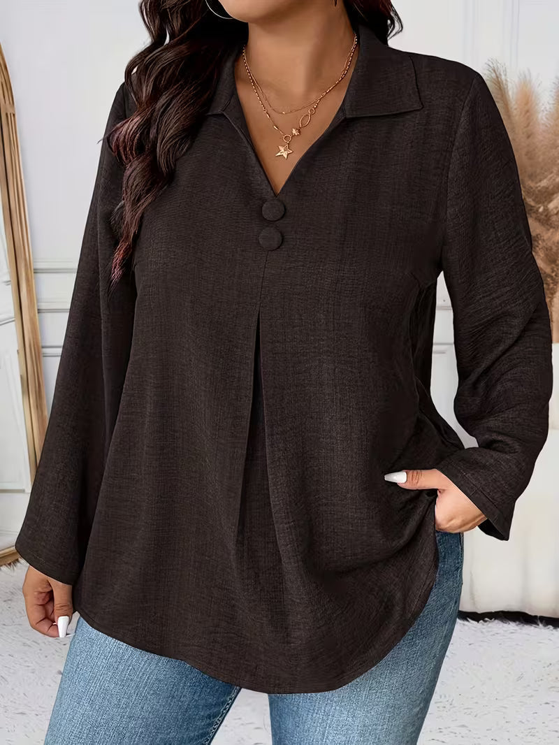 Deborah | Women's Long Sleeve Button Front Blouse