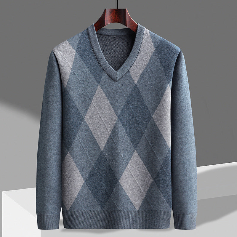 Desmond | Men's V-Neck Argyle Sweater