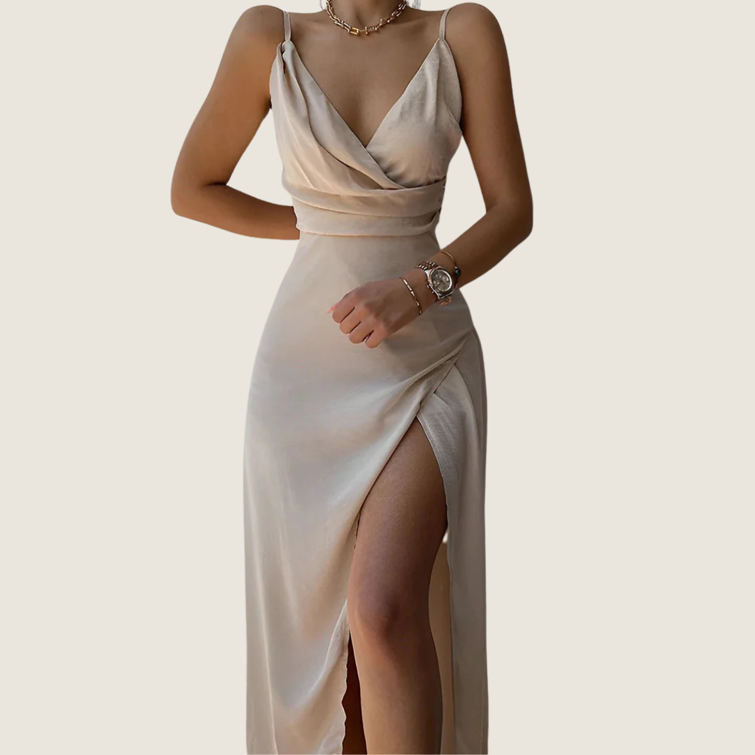 Dominique | Women's V-Neck Slip Midi Dress