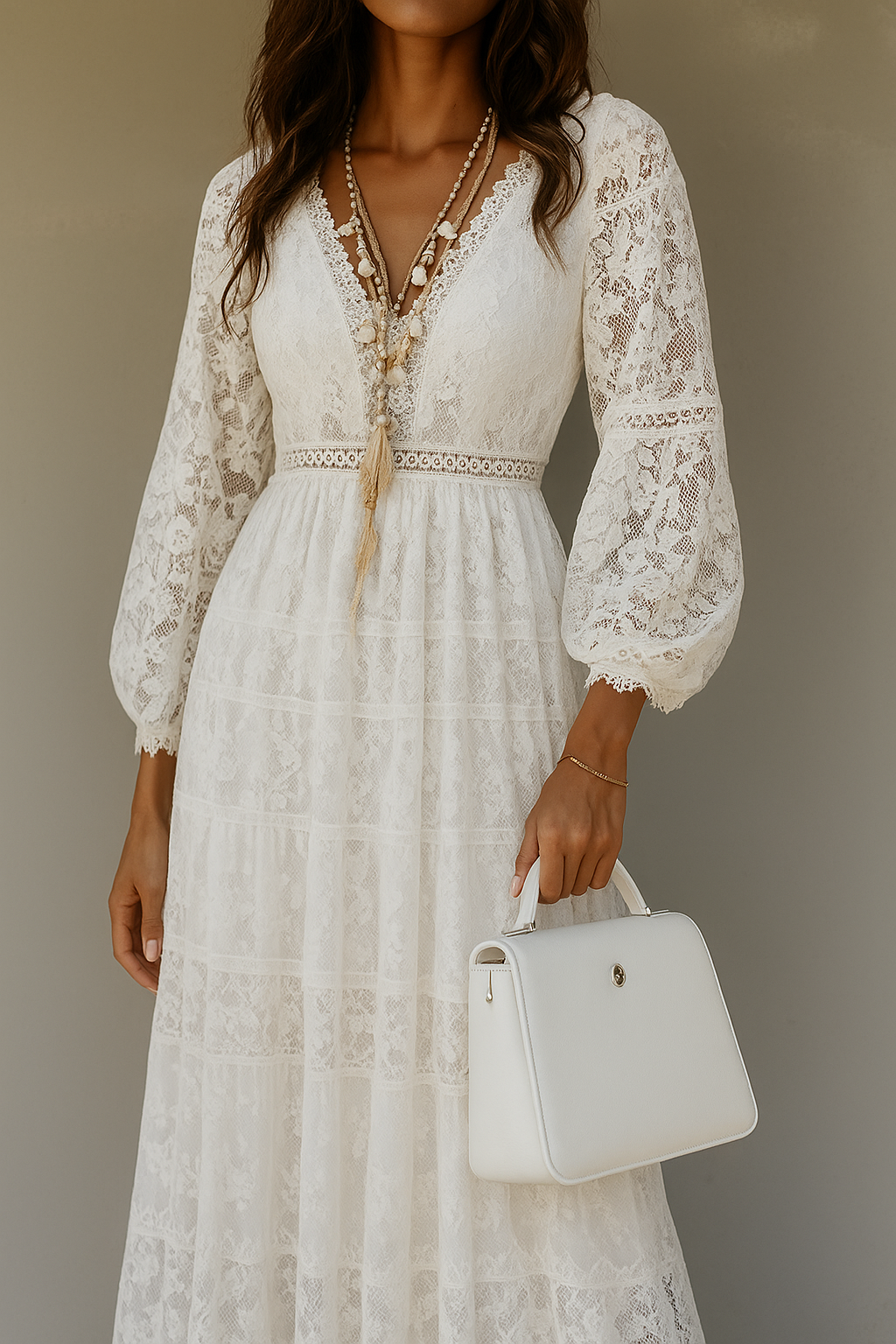 Doris | Women's V-Neck Lace Maxi Dress