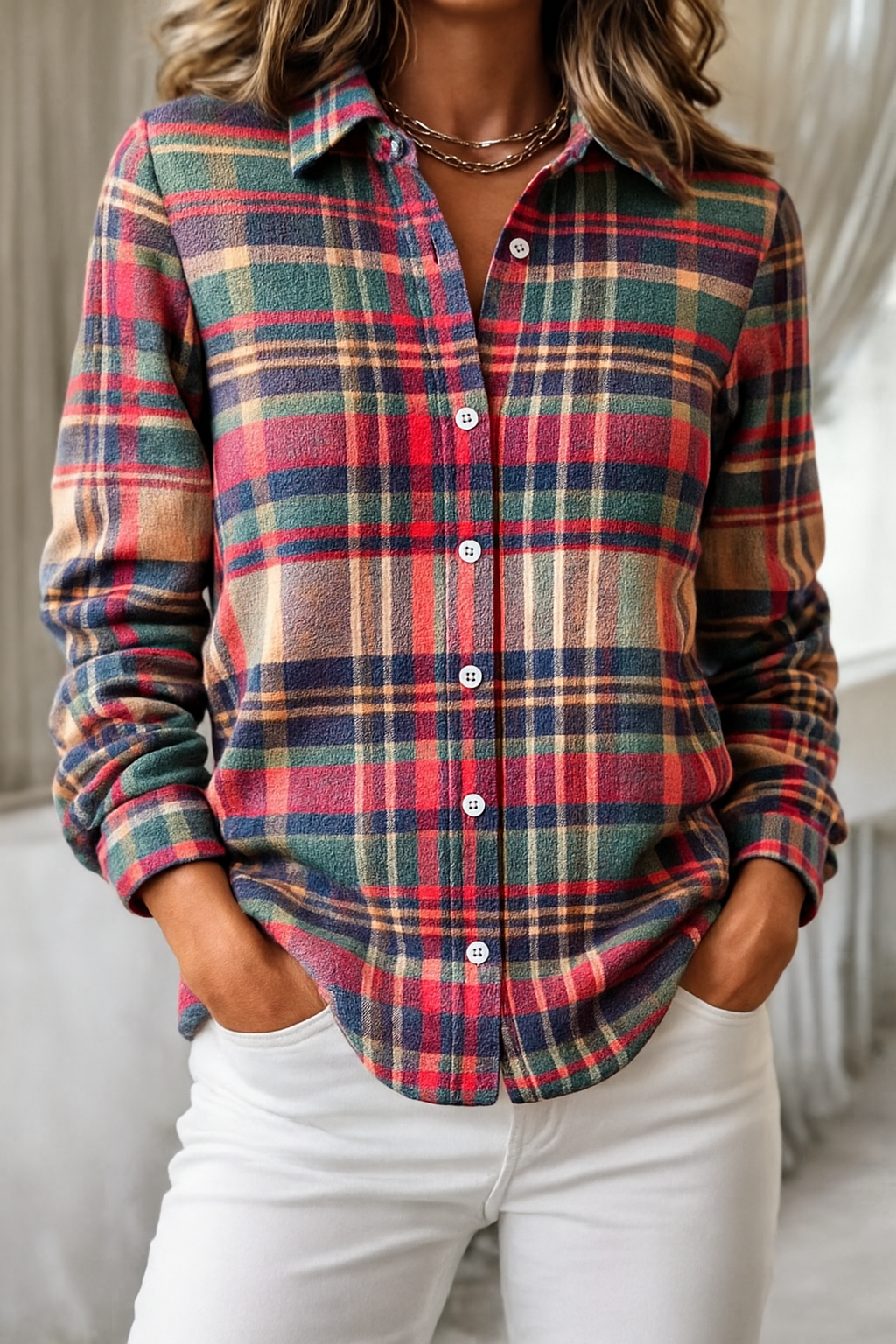 Dorothy | Women's Button-Down Plaid Blouse