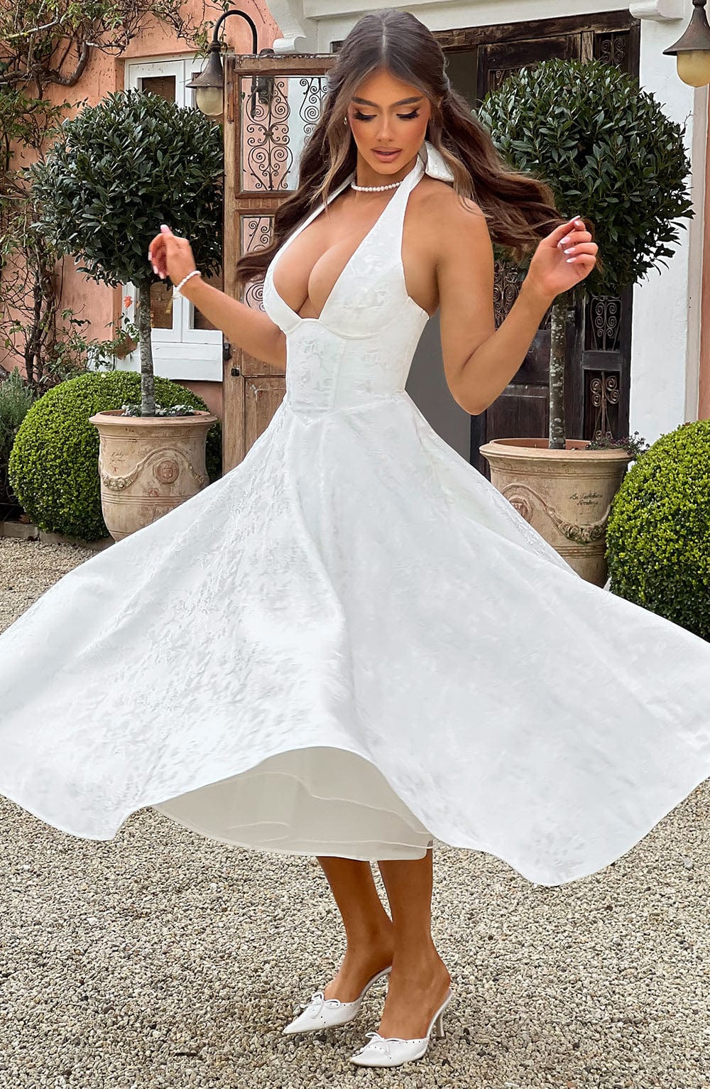 Ella | Women Wedding Guest Halter Midi Dress