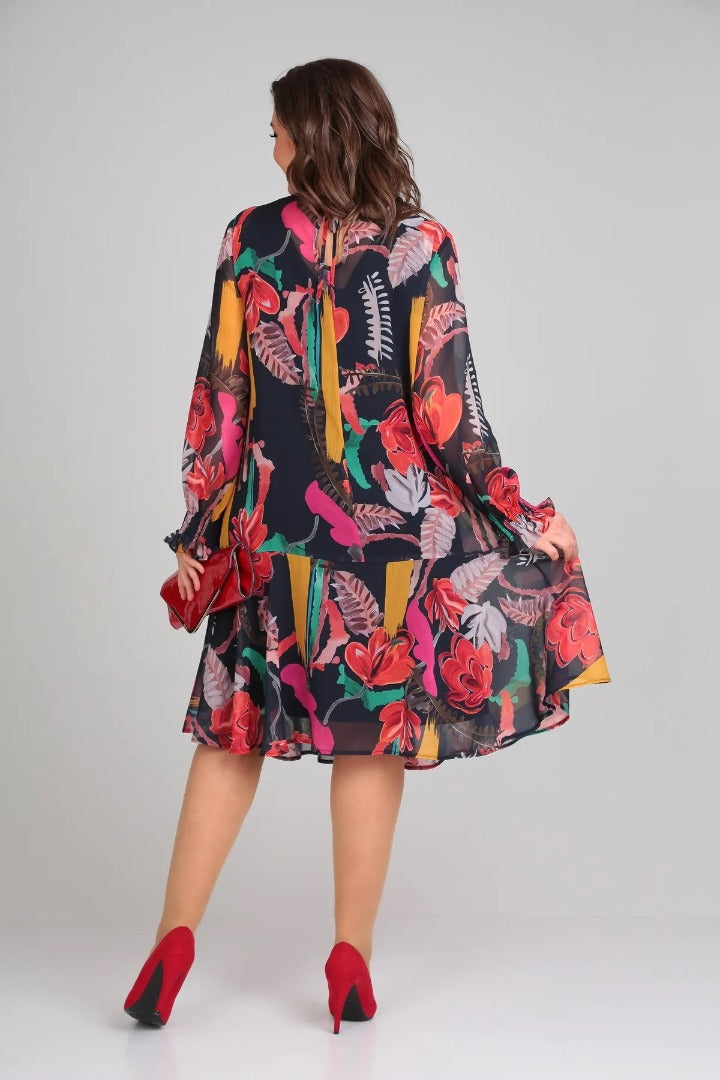 Ellen | Women's Long Sleeve A-Line Midi Dress