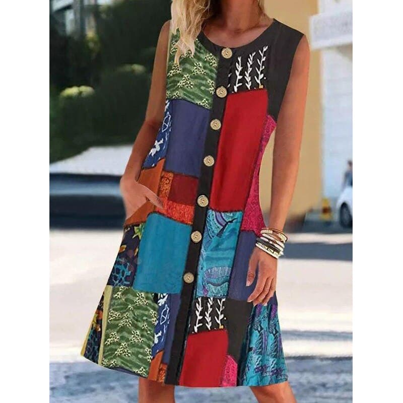 Ellen | Women's Sleeveless A-Line Midi Dress