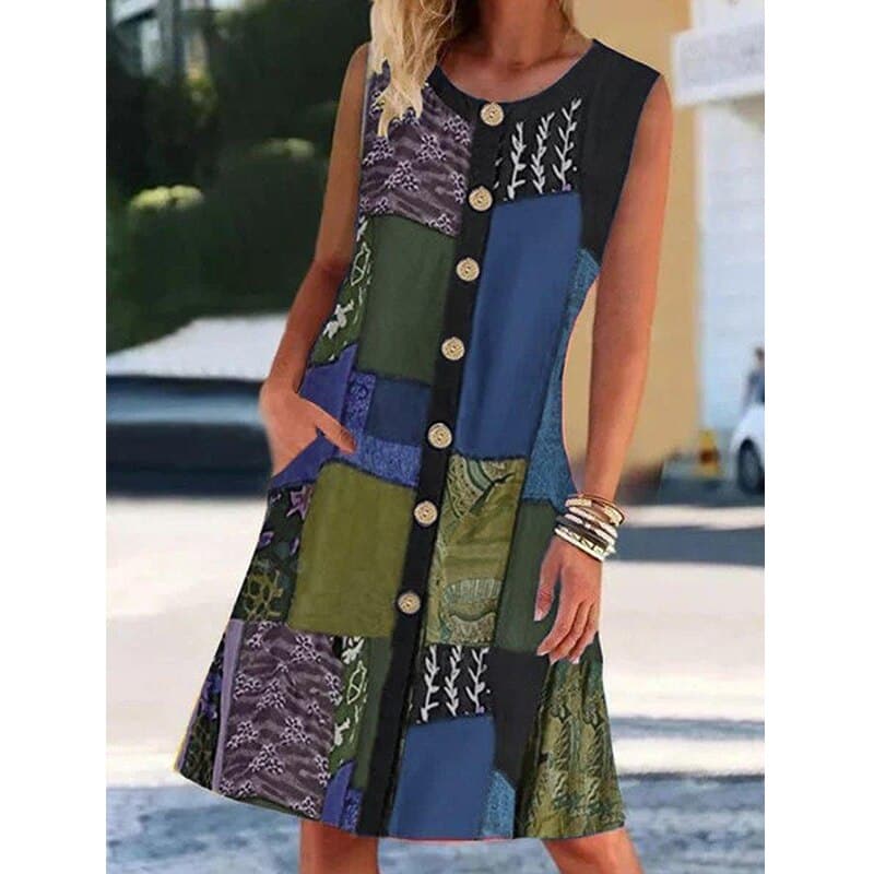 Ellen | Women's Sleeveless A-Line Midi Dress