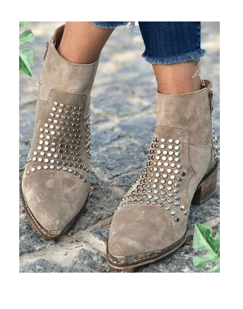 Ellen | Women's Studded Block Heel Ankle Boots