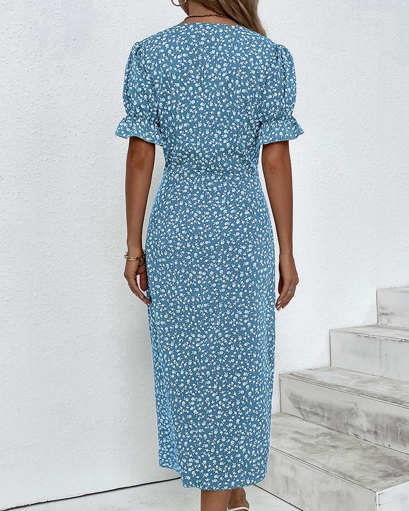 Esme | Women's V-Neck Wrap Midi Dress