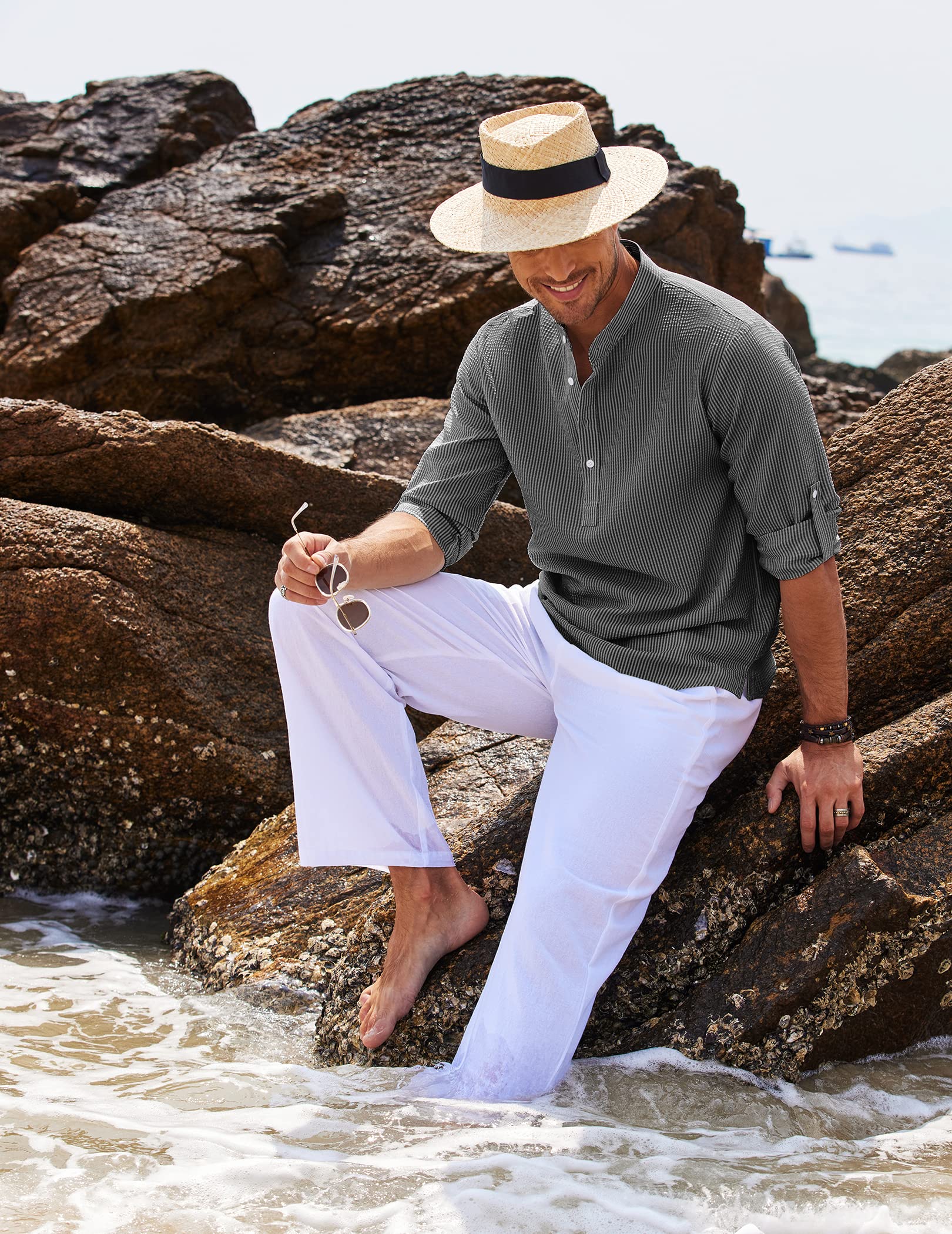 Ezekiel | Men's Roll-Up Sleeve Henley Shirt